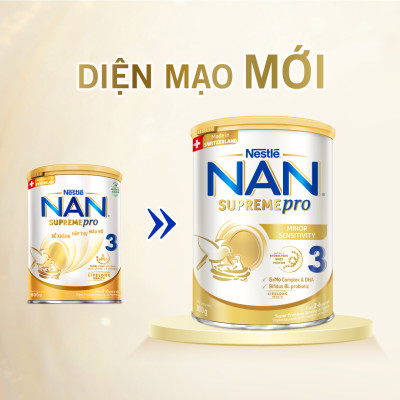 Sữa bột Nestlé NAN SUPREMEPRO 3 800g nhập khẩu Đức đạm Gentle Optipro ngừa mẫn cảm ( Dành cho trẻ từ 2 - 6 tuổi)