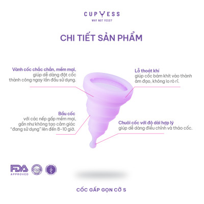 Cốc nguyệt san gấp gọn Z Cup cỡ S (15ml) Cup Yess chính hãng, an toàn, nhỏ gọn, siêu tiện lợi