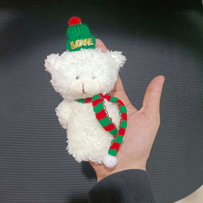 Móc khoá gấu Teddy Noel đáng yêu - Size 16cm - Teddy mini đội nón giáng sinh quàng khăn cute