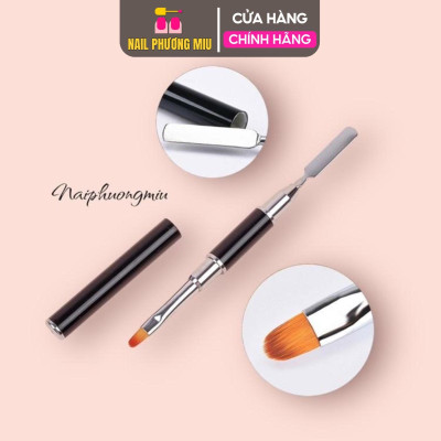 Cọ Đắp Gel 2 Đầu Chuyên Dụng Cho Làm Nail, Dễ Dàng Đắp Gel Và Gel Gôm, Có Nắp Bảo Quản, Kích Thước Đa Dạng Cho Thợ Nail Máy Hơ Gel