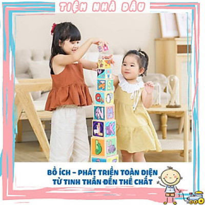 Tháp xếp chồng, đồ chơi hình khối cho bé. Nuôi dưỡng khả năng tư duy, gồm 10 hộp cho bé 1 - 7 tuổi