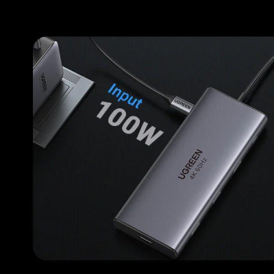 Ugreen UG15532CM498TK USB type C sang 1 x HDMI 4K60hz + 1 x USB-C 3.2 + USB-A 3.2 10Gbps + 1 x RJ45 1Gbps + TF + SD + 2 x USB 3.0 + 1 x USB-C PD 100W Bộ chuyển 9in1 - HÀNG CHÍNH HÃNG