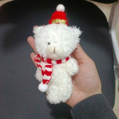 Móc khoá gấu Teddy Noel đáng yêu - Size 16cm - Teddy mini đội nón giáng sinh quàng khăn cute