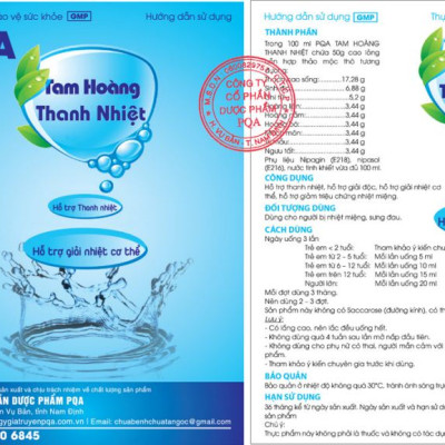 Tam Hoàng Thanh Nhiệt PQA Giúp Giải Độc Cơ Thể Giảm Triệu Chứng Nhiệt Miệng Hộp 10 Ống