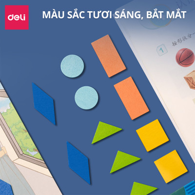 Bộ Đồ Chơi Lắp Ghép Hình Học Gỗ Cho Bé Deli - Luyện Tập Tư Duy Ghép Hình Tính Toán Màu Sắc - Đồ Chơi Sáng Tạo Thông Minh