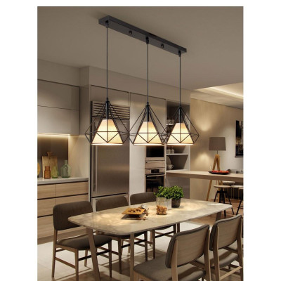 Bộ đèn thả DIAMON treo trần - kèm bóng LED và đế ốp trần (D250mm)