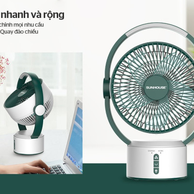 QUẠT SẠC TÍCH ĐIỆN SUNHOUSE SHD7116 - HÀNG CHÍNH HÃNG