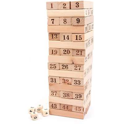 Trò chơi rút gỗ KG51 wiss toy thông minh kèm 4 xúc xắc cho bé trai và bé gái loại lớn gồm 54thanh - Hàng chính hãng