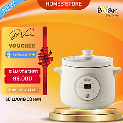 Nồi Chưng Yến Tiềm Thuốc Bắc Kho Cá Bear SB-NNC15 Gồm 6 Chức Năng Nấu Dung Tích 1.5 Lít Công Suất 120 W - Hàng Chính Hãng