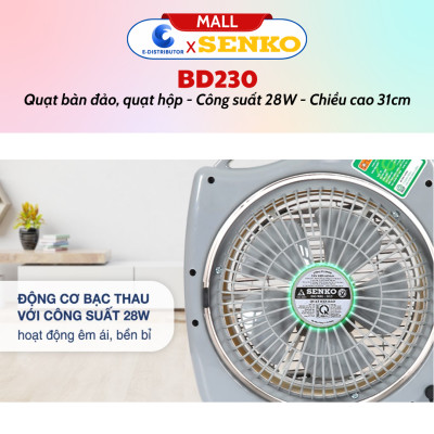 Quạt Bàn Đảo 2 Tấc Senko BD230 - Hàng Chính Hãng - Màu Ngẫu Nhiên
