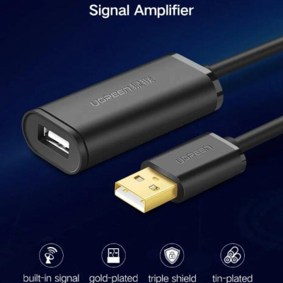 Ugreen UG10326US121TK 30M màu Đen Cáp tín hiệu nối dài USB 2.0 có chip khuếch đại cao cấp - HÀNG CHÍNH HÃNG