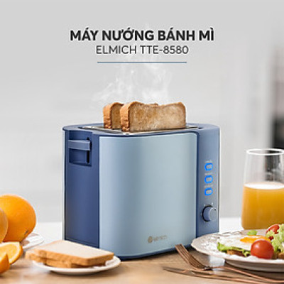 Máy nướng bánh mì Elmich TTE-8580, công suất 800W, 6 mức nhiệt điều chỉnh, 2 chế độ hâm nóng và rã đông, 1 khay treo bánh mì nướng thông minh, 2 khe nướng giúp nướng được các lát bánh có độ dày và kích cỡ khác nhau  - Hàng chính hãng