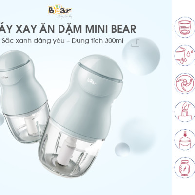 Máy Xay Thực Phẩm Đa Năng, Máy Xay Ăn Dặm BEAR GR-B03V2 Xay Cực Êm An Toàn Vệ Sinh, Dung Tích 0.3 Lít Công Suất 120 W - Hàng Chính Hãng