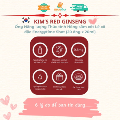 Ống Năng lượng Thức tỉnh Hồng sâm cốt Lê cô đặc Kim