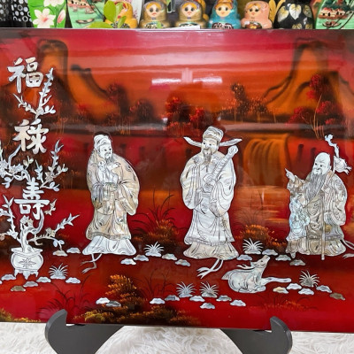 Tranh sơn mài - PHÚC LỘC THỌ - Size 40x60 cm - Khảm cừ cao cấp