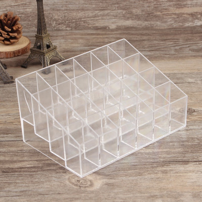 Khay đựng son mica 24 ô trong suốt V.2, Khay đựng mỹ phẩm, son môi, dụng cụ trang điểm 24 ô GROFA