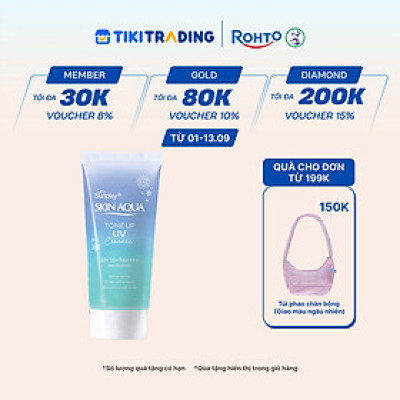 Kem chống nắng nâng tông Skin Aqua Tone up Blue cho da vàng có khuyết điểm đỏ, dạng tinh chất Sunplay Skin Aqua Tone Up UV Essence Blue SPF 50+ PA++++ 50g