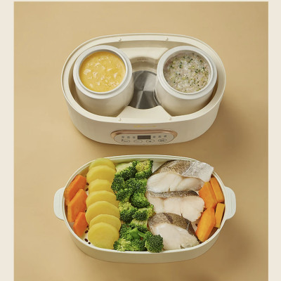 Nồi Nấu Cháo Kho Cá Chưng Yến Bear DDZ-C101V1 Gồm 2 Thố Và Khay Hấp Dung Tích 2.5 Lít Công Suất 500 W - Hàng Chính Hãng