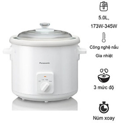 Nồi Nấu Chậm Ninh Hầm Đa Năng Panasonic NF-N51AWRA 5 Lít - 345W - Lòng nồi gốm sứ - Hàng chính hãng - Bảo Hành Chính Hãng 12 tháng