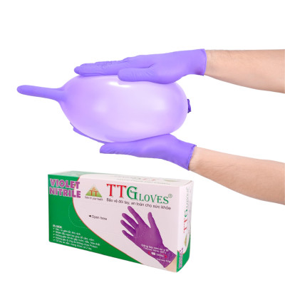 Găng Tay Cao Su Y Tế Size S Không Bột Nitrile TTGLOVES Màu Tím (100 Chiếc)