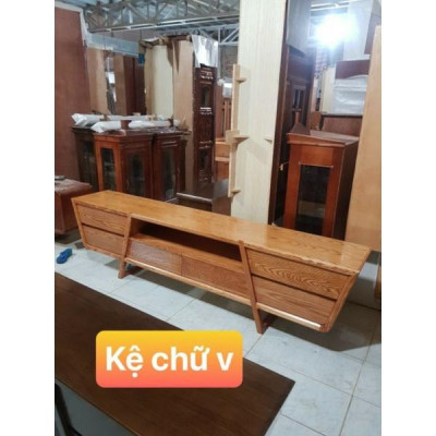 Kệ tivi gỗ sồi chữ V