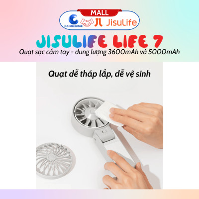 Quạt sạc cầm tay gấp gọn JisuLife Life 7 - dung lượng 3600-5000mAh - Hàng chính hãng