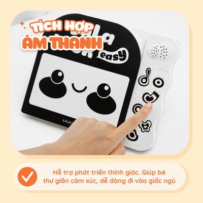 Đồ Chơi Âm Thanh (không đèn) Kèm Thẻ Ziczac Lalalook Easy Đen Trắng Kích Thích Thị Giác và Thính Giác Cho Bé Sơ Sinh 0-3 Tháng - Lalala Baby