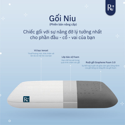 Gối Niu Cao Cấp Ru9 - Công Nghệ Đột Phá Graphene Foam | Chất Liệu Foam Mềm Mại