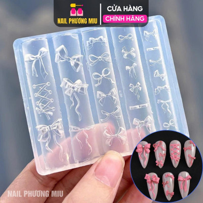 Khuôn in 3D Silicon Tạo Hình Nơ Nút Dài Ngắn 25 Mẫu To Nhỏ Làm Nail Phong Cách Tiểu Thư Điệu Đà Đáng Yêu Trang Trí Móng Nghệ Thuật