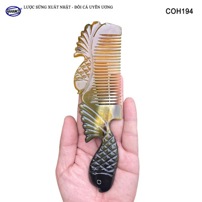  Lược Sừng Vân Nưa Đôi Cá Uyên Ương (Size: XL - 20cm) thể hiện tình yêu vĩnh cửu - Mẫu Cao Cấp Siêu Đẹp - COH194