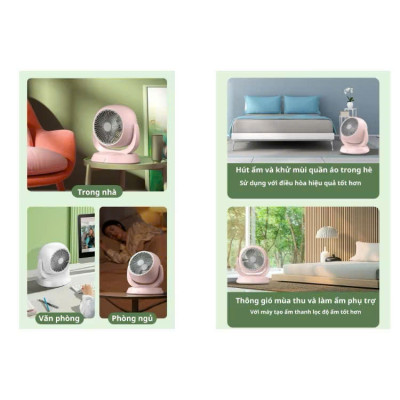 Quạt Tích Điện F3 Xoay 180 Độ Để Bàn - 3 Cấp Độ Gió, Mini Sạc Type C - HÀNG CHÍNH HÃNG MINIIN