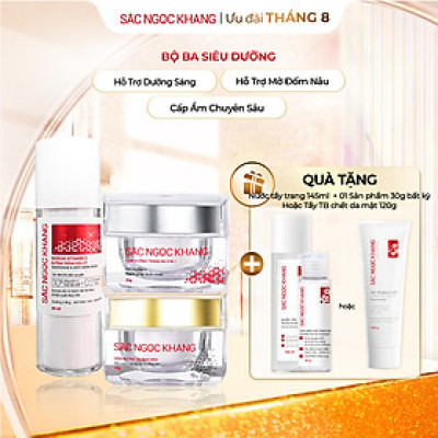 COMBO dưỡng da chuyên sâu kem dưỡng ban đêm 30g + kem dưỡng ban ngày 5 in 1 30g + Serum dưỡng trắng 30ml cho tác dụng nhanh mạnh, toàn diện