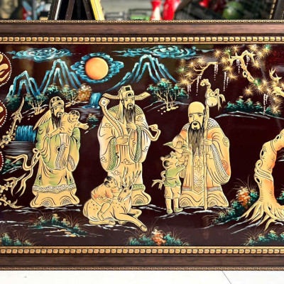 Tranh Sơn Mài - PHÚC LỘC THỌ | Đắp Nổi Thủ Công | Size 60x120 cm | Biểu Tượng Phúc Đức – Tài Lộc – Trường Thọ