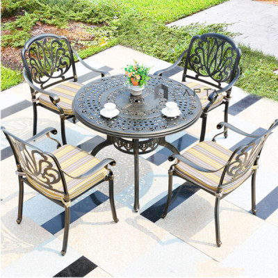 Ghế Cafe sân vườn nhôm đúc màu đồng CC2017-A Nội thất Capta Ghế ngoài trời có tay tựa thân ghế hình bông sen 