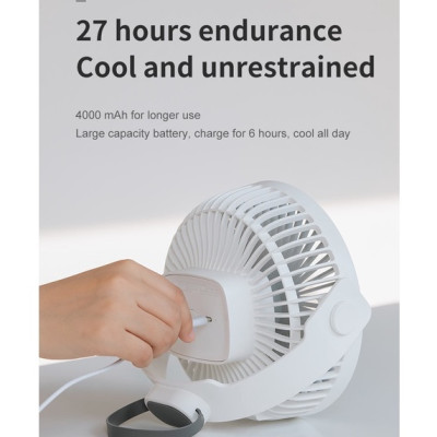 Quạt mini để bàn, quạt tích điện usb Rockspace F35 nhỏ gọn 4 chế độ gió xoay 360 độ, dung lượng pin cao - Hàng chính hãng