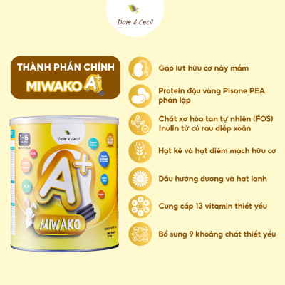 Sữa Công Thức Hữu Cơ Miwako A+ Vị Vani Hộp 700g x 4 Hộp Dinh Dưỡng Hoàn Chỉnh Cho Bé
