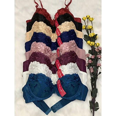 Áo Lót Nữ Mút Mỏng Có Gọng Thêu Hoa Cài Sau 2 Móc Lady 595 – 10 Màu Hot, Size 34–40