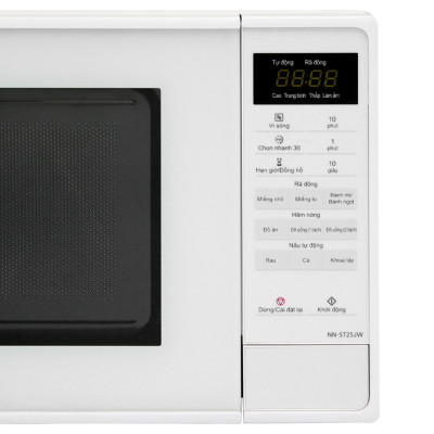 Lò vi sóng Panasonic NN-ST25JWYUE - Dung tích 20L, Công suất 800W, Đa dạng chức năng: hâm, nấu, rã đông, 9 thực đơn tự động, Bảng điều khiển điện tử tiếng Việt - Hàng chính hãng - Bảo Hành Chính Hãng 12 tháng