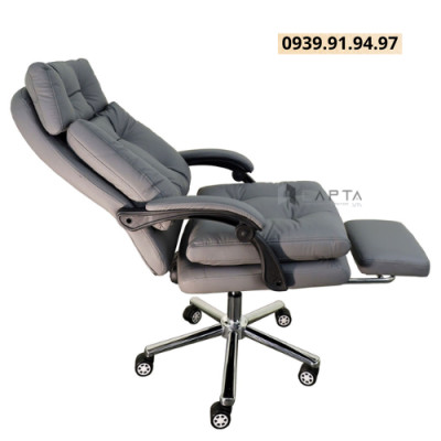 Ghế Gaming Livestream Bán hàng CR4123-P Nội thất Capta Ghế làm việc có gác chân màu xám xoay 360 độ ngã nằm nệm dày chân xoay thép mạ chrome hàng nhập khẩu Gaming chair hcm