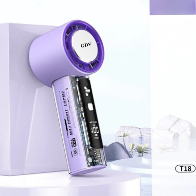 Quạt Cầm Tay Mini GDV T-18 Turbin 100 Cấp Độ Gió Có Sò Lạnh Pin 4000 mAh - Màu Ngẫu Nhiên - Hàng Chính Hãng