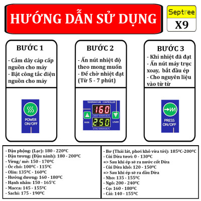HÀNG CHÍNH HÃNG - Máy ép dầu ăn thực vật, dùng trong gia đình. Thương hiệu Mỹ cao cấp Septree - X9