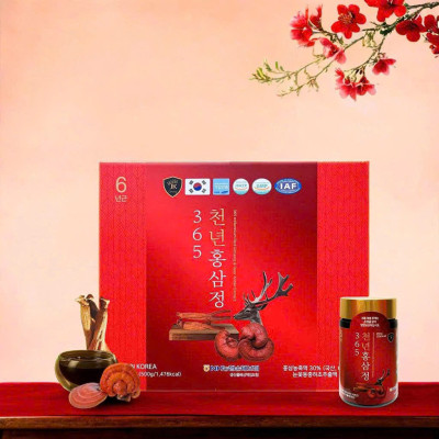 CAO HỒNG SÂM NHUNG HƯƠU LINH CHI 365 HÀN QUỐC HỘP 2 LỌ x 250gr