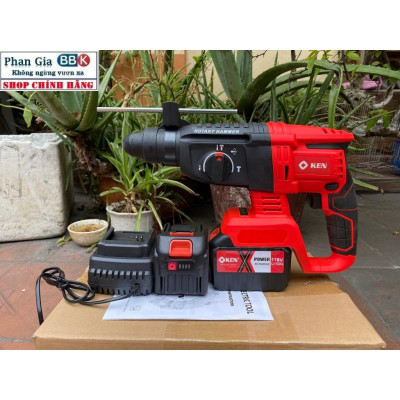 [LOẠI 1] Máy Khoan Đục Bê Tông 3 Chức Năng Dùng Pin KEN 199V Động Cơ Không Chổi Than Bộ 2 Pin 15cell