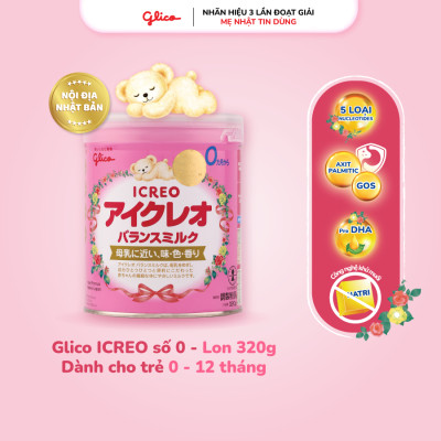 Sữa Bột Glico Icreo Balance Milk 0M 320g/Lon Cho Bé 0-12 tháng