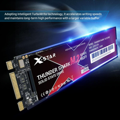 X-Star M.2 Solid State Drive Internal SSD Thunder Shark M.2 SSD M.2 2280/3D NAND Technology/High Transmitting Speed
