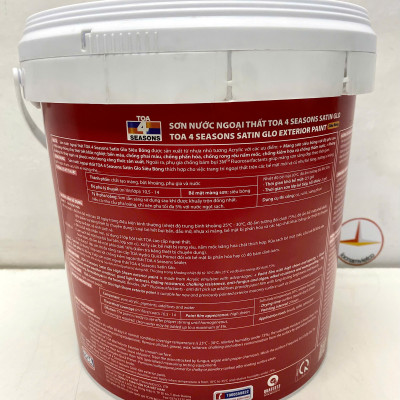 Sơn nước ngoại thất cao cấp TOA 4 Seasons Satin Glo siêu bóng màu xanh 7410 _ 5L