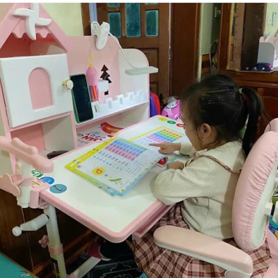 Bộ bàn ghế học sinh thông minh chống cận điều chỉnh cao thấp tay quay Tundo CTIRSS68 ngang 80cm