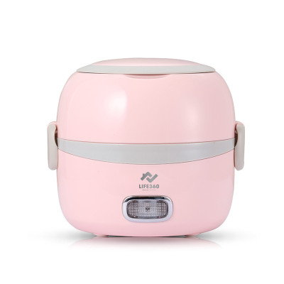 Hộp cơm điện văn phòng 2 tầng Life360 - 3 khay đựng thức ăn, inox304, hấp/ đun sôi/ hâm nóng - Hàng Chính Hãng