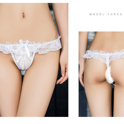 Combo 2 Quần Lót Lọt Khe Phối Ren Hở Đáy Đính Hạt Ngọc Trai Gợi Cảm Cho Nữ (màu ngẫu nhiên) LYEQ059