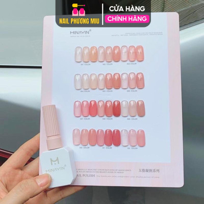 Sơn Thạch Minayin 12 Màu Tông Hồng Nâu Tặng Bảng Màu Cao Cấp Làm Nail, set Sơn Gel Sánh Đặc Mịn Mướt 15ml, Bám Màu Lâu Nữ Sơn Gel Women